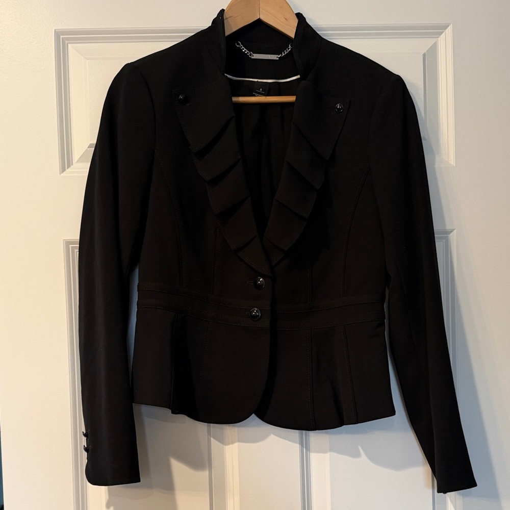 White House Black Market Ruffled Black Blazer